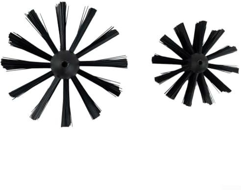 2 x Reinigungsbürsten für Rohrinnenwand, Schornsteinbürste, 100 + 150 mm Trocknerentlüftungsbürste, Schornstein-Fusselentferner, Borstenkopf, Nylon
