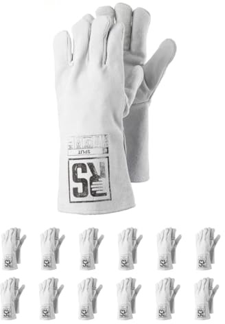 RS SPLIT Schweißerhandschuh MontageHandschuhe aus Rindsleder/Größe 11, 12 Paar/Weiß/Arbeitshandschuhe Leder/Lederhandschuhe Schutzhandschuhe
