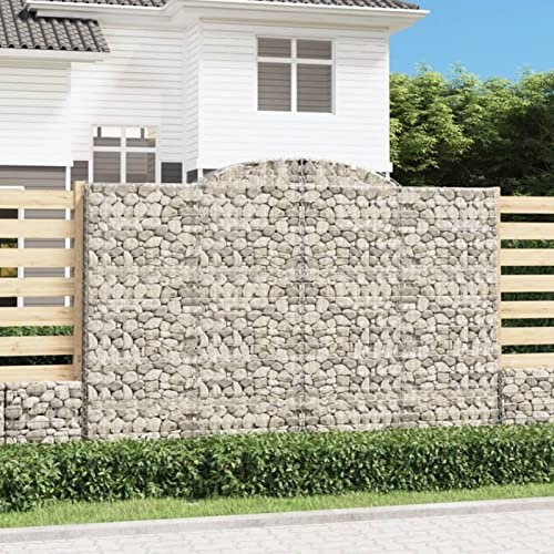 ShCuShan Gabione mit Hochbogen 300x50x200/220 cm Verzinktes Eisen GabionenköRbe WasserzapfsäUle Garten Gabionen Zaun Gabionensteine