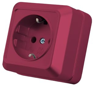 Wandsteckdose, Ausgestellt Wandsteckdose, Wandsteckdose, 250 V AC 16 A, Erdungssteckdose Bordeaux, MZ-04