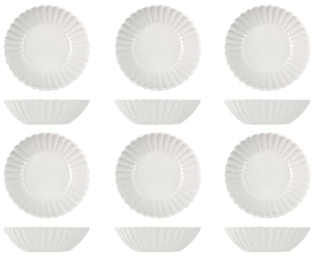 H&H Lot de 6 assiettes creuses lotus blanc 18 cm