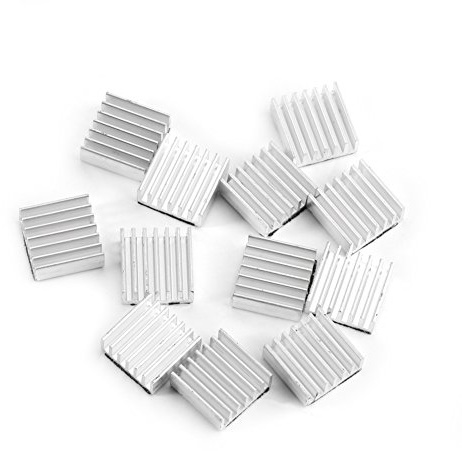 BORDSTRACT Kit de disipador de calor de aluminio pequeño, 12 disipadores de calor con adhesivo de cinta de aluminio de 14 * 14 * 6 mm, alta conductividad para PC, circuitos