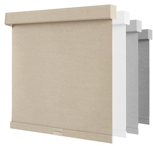 NUTRO CHILL Blackout Window Blinds Cordless, Spring System Window Shades with UV Protection Thermal Insulated Linen Fabric, Roller Blinds for Home Office(28''x72'', Beige)