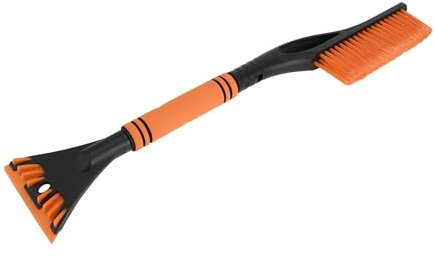 Partuto 1pc 60x11cm Universal Car Ice Scraper Brush with Broom - SUV Snow Frost Remover for Car Truck RV Windscreen Side Window Anti Crash - Plastic Orange Snow Shoveling Defrost Clearing