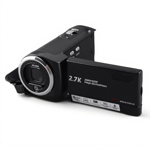 Yanmis Video Camera Camcorder, 2.7K 50MP Digital Camera Recorder, 2.8 Screen with 270 Degree Rotation, 16X Digital Zoom, Webcam Camcorder, While Charging
