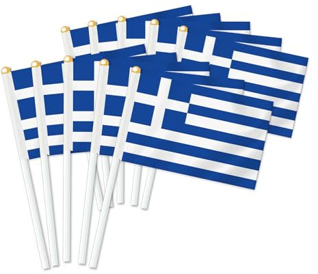 25 Stück Griechenland Handheld Flagge, Dekor Hand gehalten Hold Fahne, Dekoration Banner hand Greece