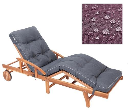 PillowPrim Liegenauflage, Auflage für Gartenliege 200 x 55 x 9 cm -Bequeme Liegestuhl Auflage - Polsterauflage für Sonnenliege, Kissen für Liegestuhl, gesteppt - Navyblau