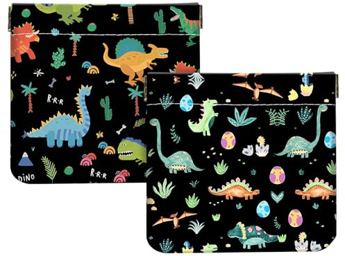 2Pcs PU Leather Small Squeeze Coin Purse Pouch Mini coin Bag Unique And Cute Wallet Cosmetic Bags Change Bag For Women Girls Men Small Dinosaur