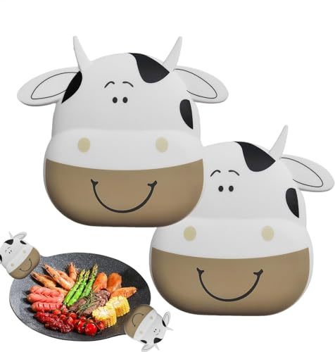 Hitzebeständige Ofenhandschuhe, niedliche Kuh-Silikon-Backhandschuhe, rutschfeste Grillhandschuhe zum Kochen, Backen, Küche und Grillen im Freien, 15 x 12 cm