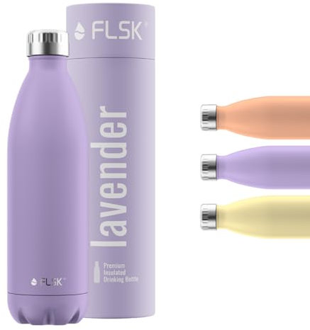 FLSK Trinkflasche – Premium Edelstahl Thermosflasche – 100 % auslaufsicher & kohlensäuregeeignet – hält 24 h kalt & 18 h heiß – BPA-frei (lavender, 1000 ml)