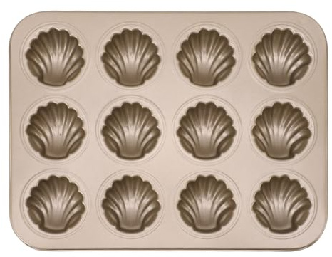 Nurnesy 12 Cavity Carbon Steel Cookie Baking Mold - Shell Shaped Tray for Cookies, Cakes and Chocolates