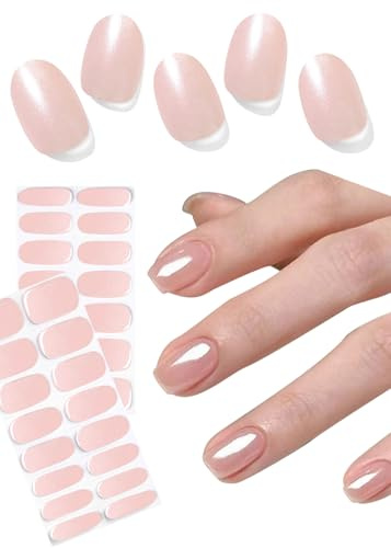 Unghie Gel Adesive UV, 30 PCS Smalto Adesivo Gel UV, Rosa Smaltato puro Pellicola per Unghie Autoadesiva