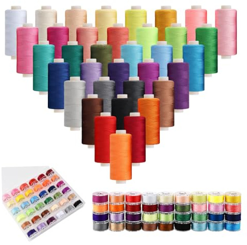 GIDWRIY 400 Metri Di 36 Colori Filo Robusto per Cucito In Rocchetto,Fili per Macchina da Cucire,Set Di Spolette per Cucito,Bobine Di Filo In Poliestere per Macchina Overlock,Fili da Ricamo Punto Croce
