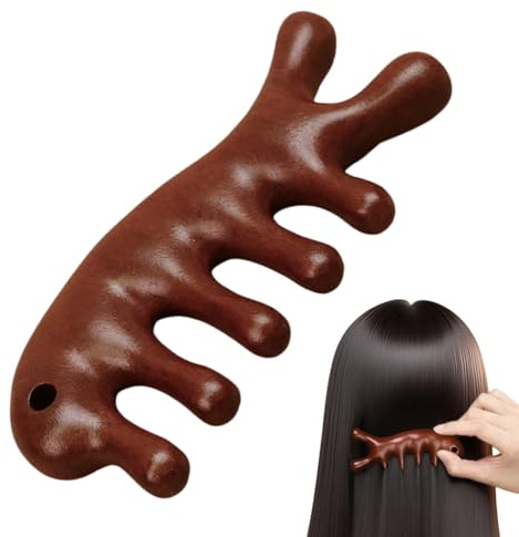 Kopfhaut-Massagegerät aus Holz - Massagekamm für Kopf - Körpermassagegerät aus Holz 4 in 1 für Hals Schultern Rücken Dusche Zuhause Arbeit