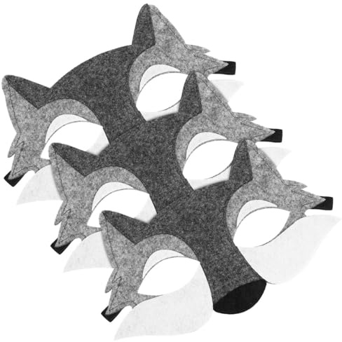 Alipis Filz Wolf Maske: 3er Set Halbmaske Tiermasken - Werwolf Party Dekorationen - Wolf Kostüm Zubehör Für Halloween Kinderpartys, Cosplay, Maskeraden Und Rollenspiel Requisiten
