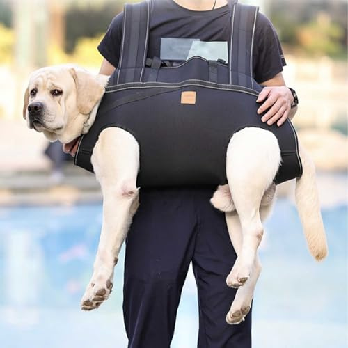 Hundegeschirr, Hundegeschirr-Rucksack für große Hunde, Ganzkörper-Hundetrage mit Griff, Mesh Einstellbar Sicherheitsgeschirr, Rehabilitationsträger für Treppen/Autos (40x30x16 cm)