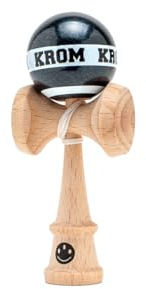 KROM Kendama Micro Black - Mini Kendama in legno di faggio - Completamente giocabile - Formato tascabile - per principianti e professionisti