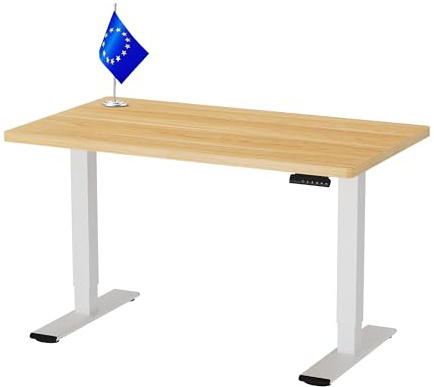 FLEXISPOT Höhenverstellbarer Schreibtisch – Made in der EU – Dual-Motor Sitz-Steh-Tisch 140×80 cm mit Stabiler Konstruktion für ergonomisches Arbeiten im Homeoffice & Büro(Ahorn)