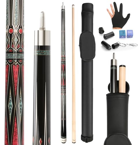 Kmise Pool Cues, Professional Billiard Cue Stick with Hard Case 58 Maple Pool Cue Stick Kit, Pool Sticks for Adults - Perfect for Home Game Rooms, Bars & Billiard Halls
