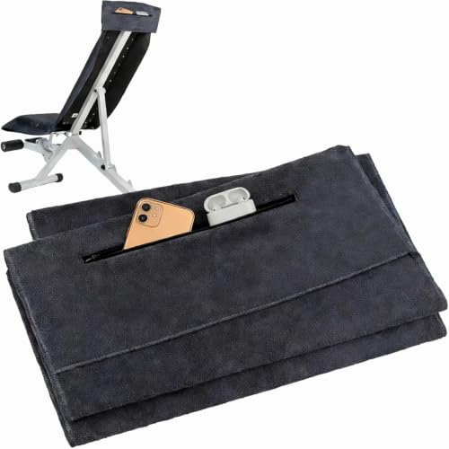 GESTAND Gym Handtuch, 120 x 50 cm Microfaser Handtücher Fitnessstudio, Quick-Drying Zip Pocket und Soft Sports Towel for Fitness & Yoga
