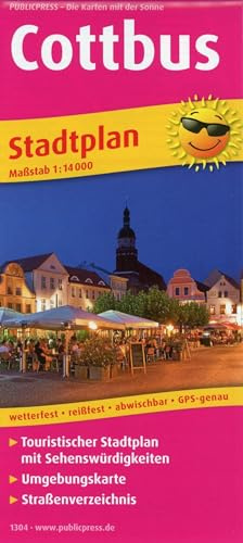 Publicpress Stadtplan Cottbus 1:14.000: Touristischer Stadtplan mit Sehenswürdigkeiten und Straßenverzeichnis. 1 : 14 000 (Stadtplan: SP)