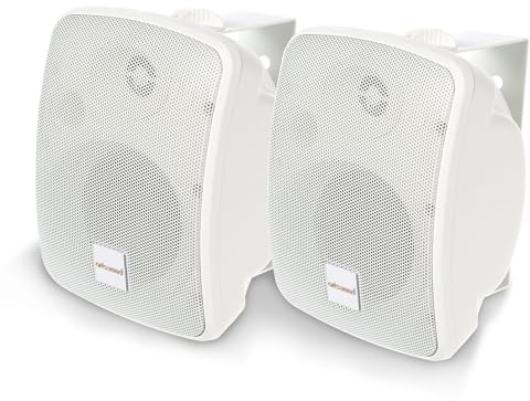 Artsound ASW55.2, Ensemble de 2 Enceintes étanches, Enceinte HiFi 2 Voies, 20-120 Watts, avec Support Mural, Convient pour Une Utilisation intérieure et extérieure, terrasse, Jardin, Sauna, Piscine,
