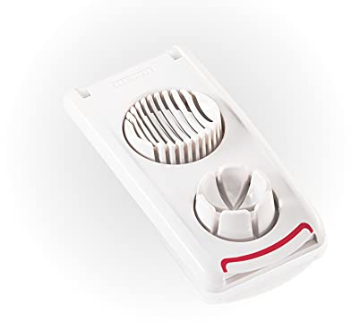 Leifheit Cortahuevos Combi con 3 funciones, para cortar champiñones y huevos cocidos de forma limpia y precisa, Cortador de huevos, patatas cocidas, hilo de corte de acero inoxidable, blanco.