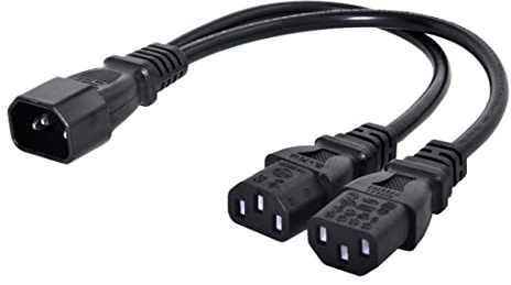 chenyang IEC 320 C14 Stecker 1 auf 2 C13 Buchsen Y-Splitter Strom Verlängerungskabel Adapter 10A 250V für Monitor/Computer/PDU-Gehäuse/Drucker