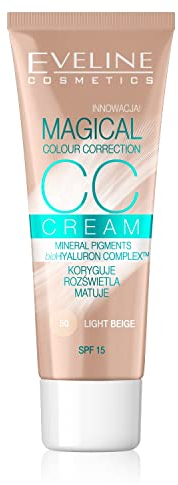 Eveline Cosmetics Magische Farbkorrektur CC Cream - Multifunktionales Make-up SPF 15, Farbton: Light Beige, 30ml