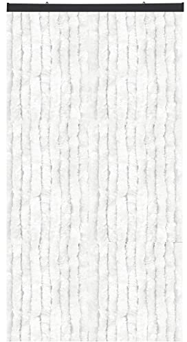 Arsvita Insektenschutzvorhang 120x220 cm (Breite x Länge) Flauschvorhang in Weiß für Camping, Terrasse, Pavillon oder Balkontür, Fadengardine Ø4cm