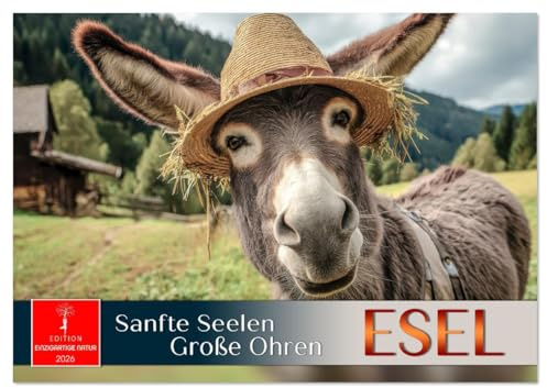 Esel - sanfte Seelen, große Ohren (Wandkalender 2026 DIN A3 quer), CALVENDO Monatskalender: Langohrige Stars charmant in Szene gesetzt. (CALVENDO Tiere)
