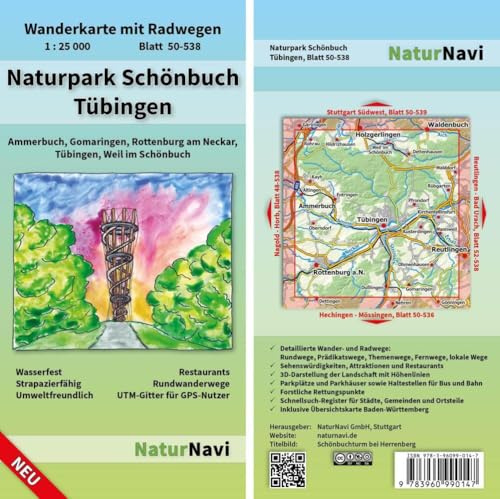 Naturpark Schönbuch - Tübingen: Wanderkarte mit Radwegen, Blatt 50-538, 1 : 25 000, Ammerbuch, Gomaringen, Rottenburg am Neckar, Tübingen, Weil im ... (NaturNavi Wanderkarte mit Radwegen 1:25 000)