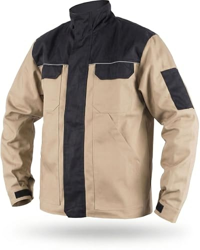 TMG Arbeitsjacke Herren mit reflektierenden Streifen – auch in Übergrößen erhältlich - atmungsaktiv & winddicht, viele Taschen und Bewegungsfreiheit für Baustelle, Werkstatt oder Alltag