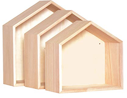 Artemio Holzhaus Böden, Beige, 3 Stück, 30x10x30 cm; 27x26,5x10 cm; 24x22,5x10 cm.