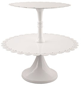 Grafelstein Etagere Frieda weiß mit Spitzenrand im Vintagestil Metalletagere