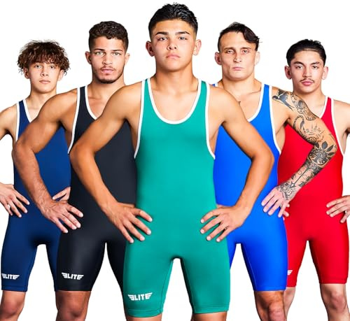 Elite Sports Men’s Wrestling Singlet, Powerlifting & Weightlifting Compression Suit for Grappling, Training & Competition