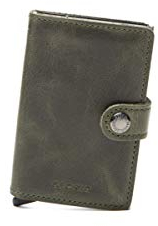 Secrid Miniwallet Vintage MV Olive-Black Kreditkartenetui aus Leder hergestellt, Maße: 65 x 102 x 21 mm, MV-Olive-Black