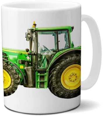 Kilala, Keramik, Traktortasse personalisierbar, Namenstasse mit Traktor Fotodruck, Trecker Tasse inkl. Geschenkverpackung, Weiß