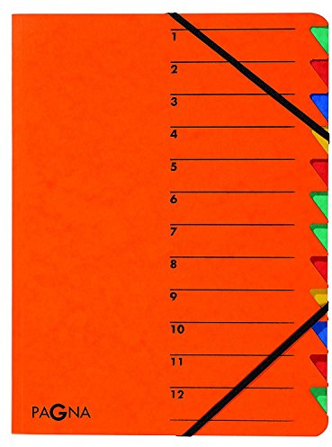 Pagna 24131-05 Ordnungsmappe Easy, Pressspan, A4, 12 Fächer, buntes Register (A4, Orange, 5)