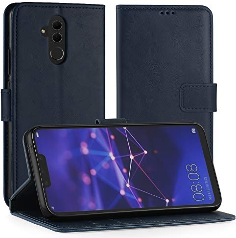 Simpeak Funda Compatible con Huawei Mate 20 Lite (6.3 Pulgadas), Fundas Cuero Compatible con Huawei Mate 20 Lite Soporte Plegable/Ranuras Tarjetas y Billetes/Estilo Libro, Azul