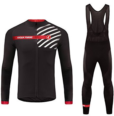 UGLY FROG Ropa Ciclismo Hombre Invierno Chaqueta de Ciclismo de Manga Larga+Pantalones de Acolchado 3D para Hombres de Invierno Conjunto de Ropa de Ciclismo de Lana Térmica HSuitZR09