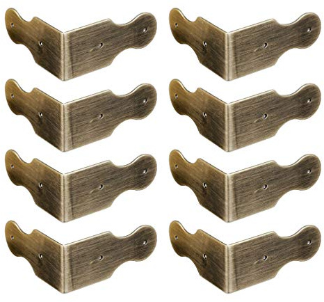 Tiazza 8 Stücke Reinem Messing Box Eckenschutz Eckstreben Hardware Schreibtisch Rand Rechtwinklig Guards Holz Schmuckschatulle Bilderrahmen Zubehör (Antike Bronze)