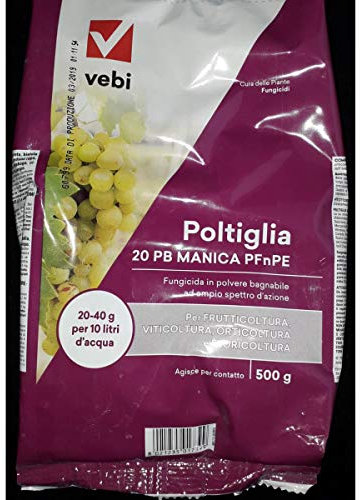 VEBI Poltiglia Bordolese 20 PB Manica Solfato di Rame PFNPE Libera Vendita, per Fungo, 500 g