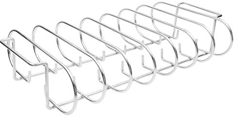 Mydracas BBQ Rib Racks for Smoker and Grilling Roasting Rack 100% 304 Stainless Steel Food Grade,Holds 7 Ribs Rack for Grilling & Barbecuing for Large&XLarge Big Green Egg,Kamado Joe Classic,Big Joe