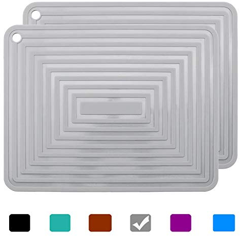 2 Pack Large Silicone Trivet Mats,Heatproof Hot Pads Pot Holder,9x12 Non Slip Flexible Durable Heat Resistant Pot Coaster Kitchen Countertop Table Mats (Gray)