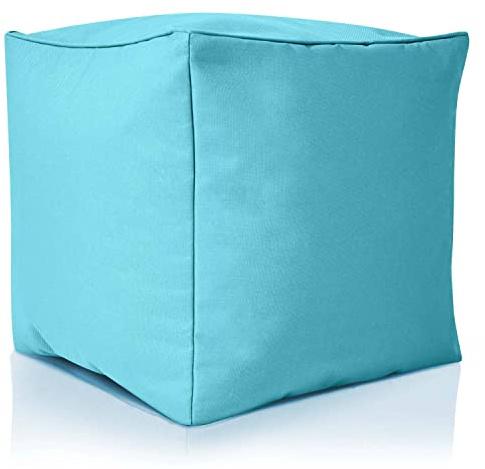 Green Bean Sitzsack-Hocker 40x40x40cm mit EPS-Perlen Füllung - Fußhocker Fußkissen Sitz-Pouf für Sitzsäcke - Bodenkissen für Kinder und Erwachsene - Fußablage Sitzkissen Sitzhocker Aquamarin