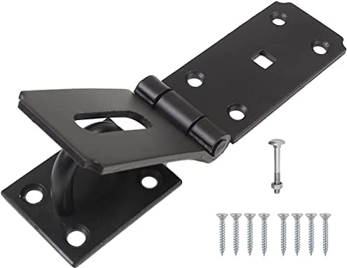 TERF® Heavy Duty Hasp and Staple Set Black 185mm Security Door Padlock Latch including Fixing Screw For Use with Outdoor Cabinet Cupboard Cage Gate Shed Commercial and Multi Purpose Use - 185mm