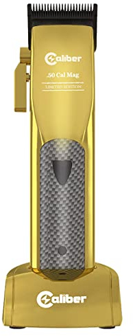 Caliber .50 Cal Limited Edition Clipper - Long Lasting 8+ Hours of Power - Ultra Low Noise Technology - Rechargeable Powerful Battery - Easy Zero Gap Cut - Hair Grooming Tool for Men (Gold)