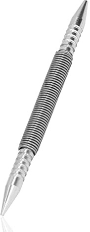 Outil de poinçonnage, poinçon à ressort à double tête multifonction en métal multifonction à ressort pour trou central en métal - Poinçon à clou en métal - Outil de retrait de goupille de porte pour
