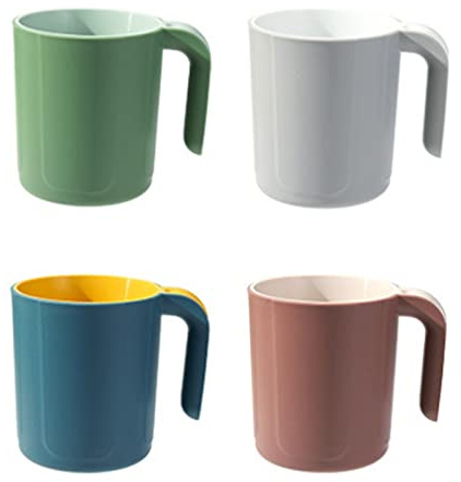 Plastic Reusable Coffee Mugs with Handles，Stackable Unbreakable Coffee Cups Set of 4-16.5 Ounce Cups for Cocoa, Milk, Tea or Water, Drinking Cup for Kids & Adult, Dishwasher and Microwave Safe